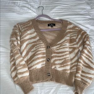 Lulus cropped zebra cardigan
